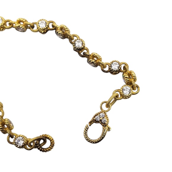 Judith Ripka Sterling Silver Gold-Tone CZ Link Bracelet #21219 - Picture 5 of 12